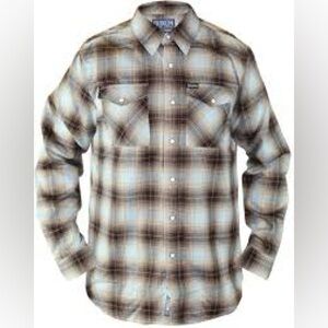 RARE DIXXON Tradesman Pismo Flannel • Brown Blue Plaid • Pearl Snaps • XL Tall
